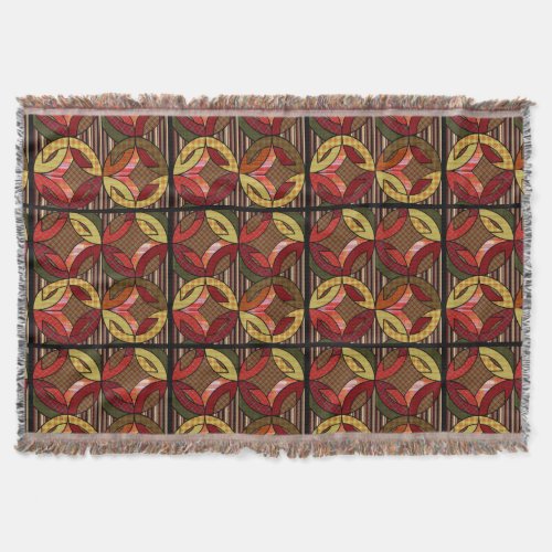 Amish Wedding Ring Quilt Pattern in Fall Colors Throw Blanket