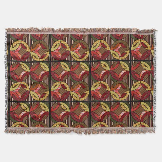 Amish Wedding Ring Quilt Pattern in Fall Colors Throw