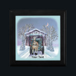 Amish Winter Covered Bridge  Gift Box<br><div class="desc">Amish Winter Covered Bridge gift box,  t-shirt and gifts by ArtMuvz Illustration. Matching Amish Covered Bridge t-shirt,  gifts,  apparel. You can add your name or add text instead. Customize this Covered Bridge  gift box to make it uniquely yours or give as a personalized gift</div>
