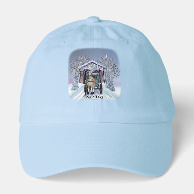Amish Winter Covered Bridge  Hat (Front)