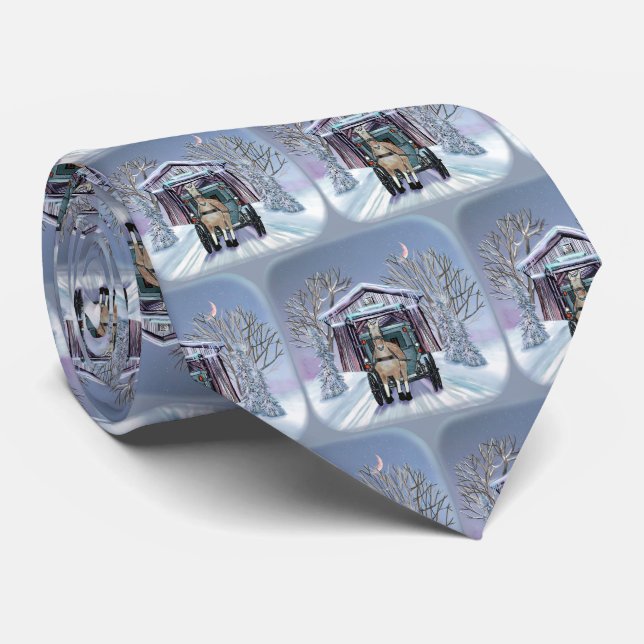 Amish Winter Covered Bridge  Neck Tie (Rolled)