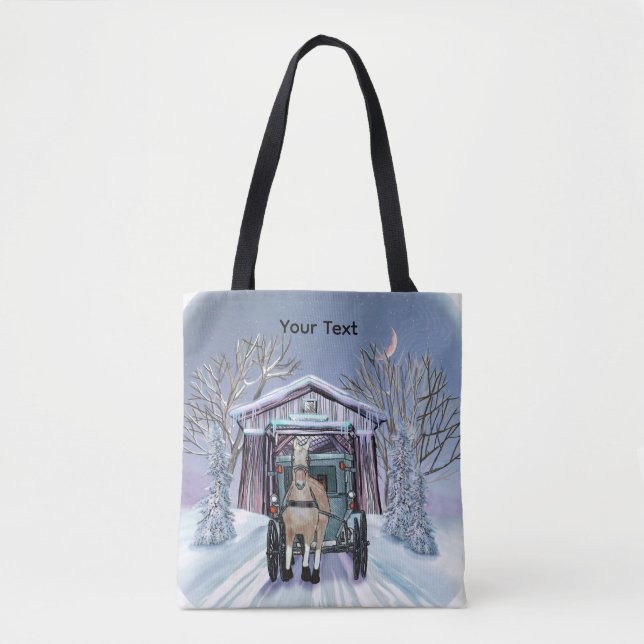 Amish Winter Covered Bridge  Tote Bag (Front)