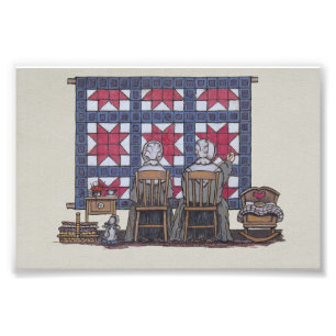 Amish Women Quilting Photo Print