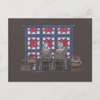 Amish Women Quilting Postcard
