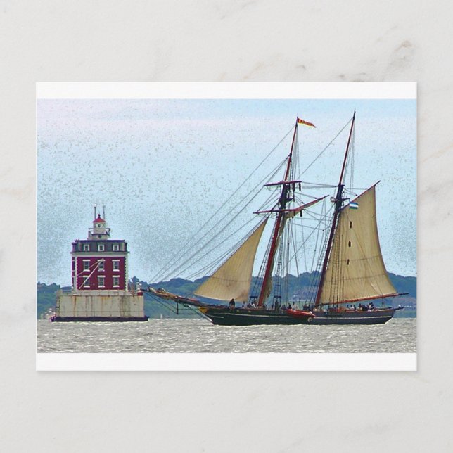 Amistad at Ledge Light House Postcard (Front)