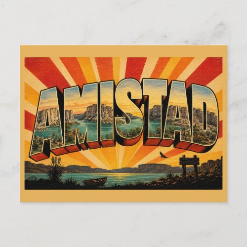 Amistad NRA TX Canyon Reservoir Desert Art Postcard