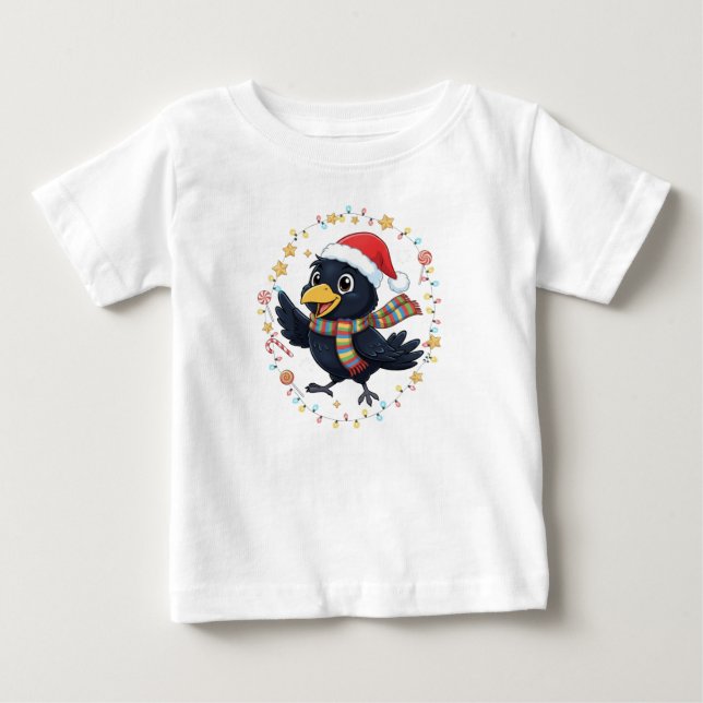 AMITA | Cheerful Crow - Holiday Lights Baby T-Shirt (Front)