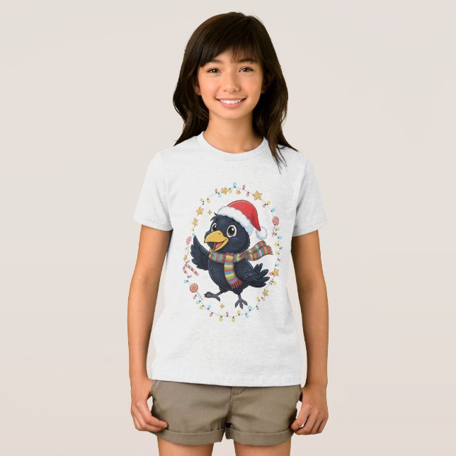 AMITA | Cheerful Crow - Holiday Lights Tri-Blend Shirt (Front Full)