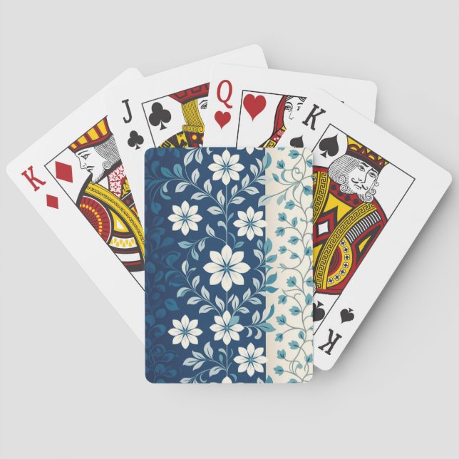 AMITA | Infinite Bloom | Blue Floral Harmony  Poker Cards (Back)