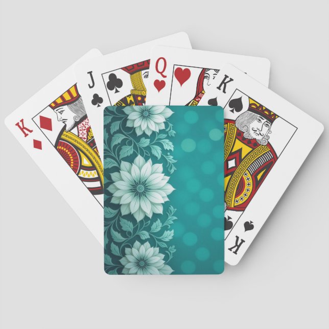 AMITA  Infinite Bloom  Teal Garden Poker Cards (Back)