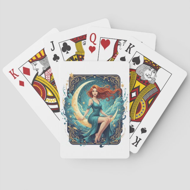 AMITA | Infinite Moonlight | Red‑Haired Muse Poker Cards (Back)