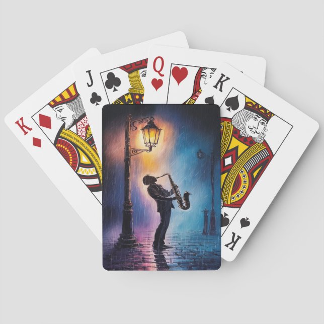 AMITA | Jazz in the Rain | Midnight Saxophone Poker Cards (Back)