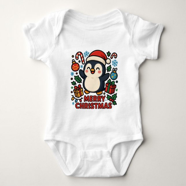 AMITA - Merry Christmas Penguin Baby Bodysuit (Front)