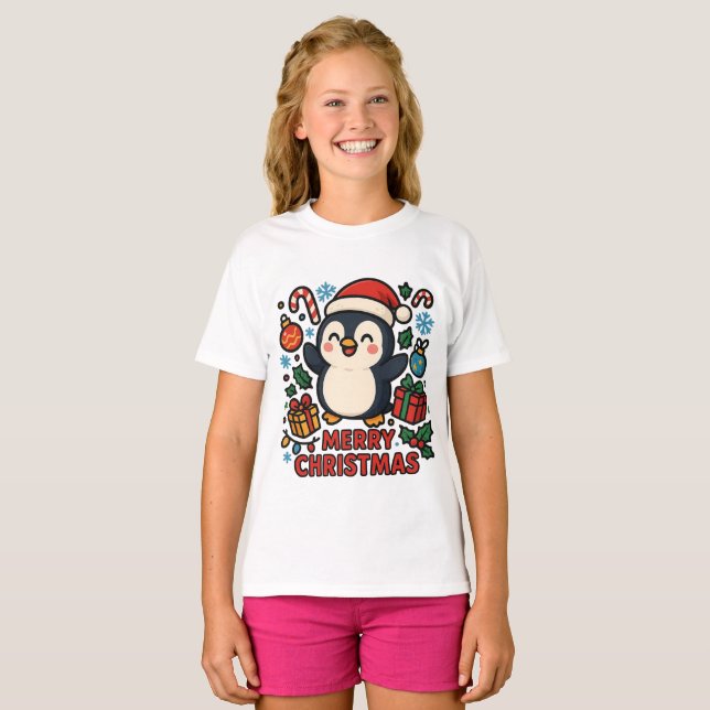 AMITA | Merry Christmas Penguin T-Shirt (Front Full)