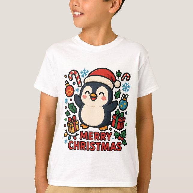 AMITA | Merry Christmas Penguin T-Shirt (Front)