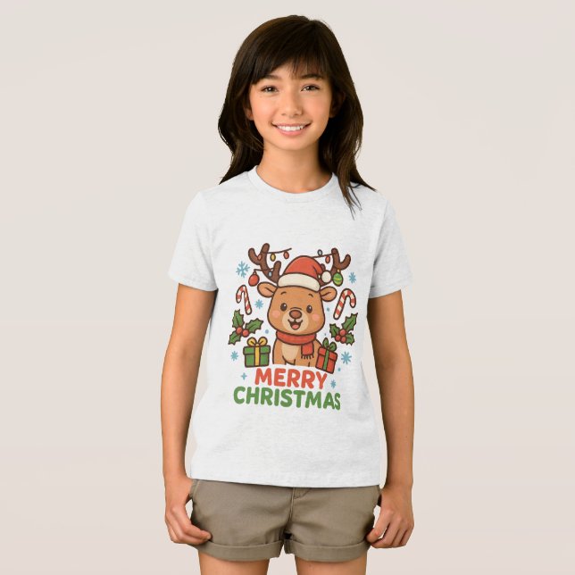 AMITA  - Merry Christmas Reindeer Tri-Blend Shirt (Front Full)