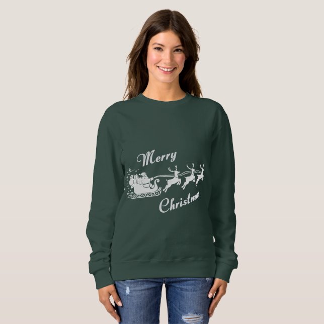 Amita - Santa Sleigh Christmas Design Sweatshirt (Front Full)