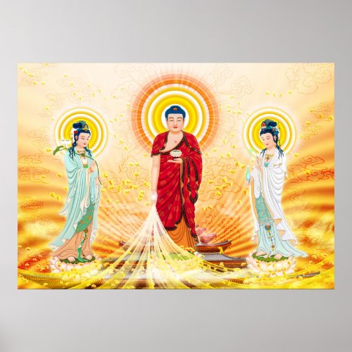Amitabha Buddha and Bodhisattva Poster