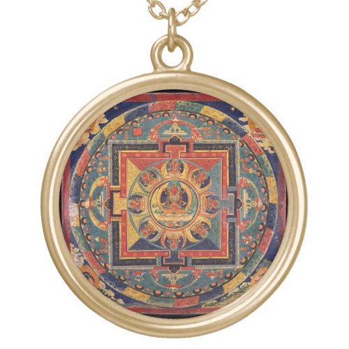 Amitabha Buddha Mandala from Tibet Gold Plated Necklace