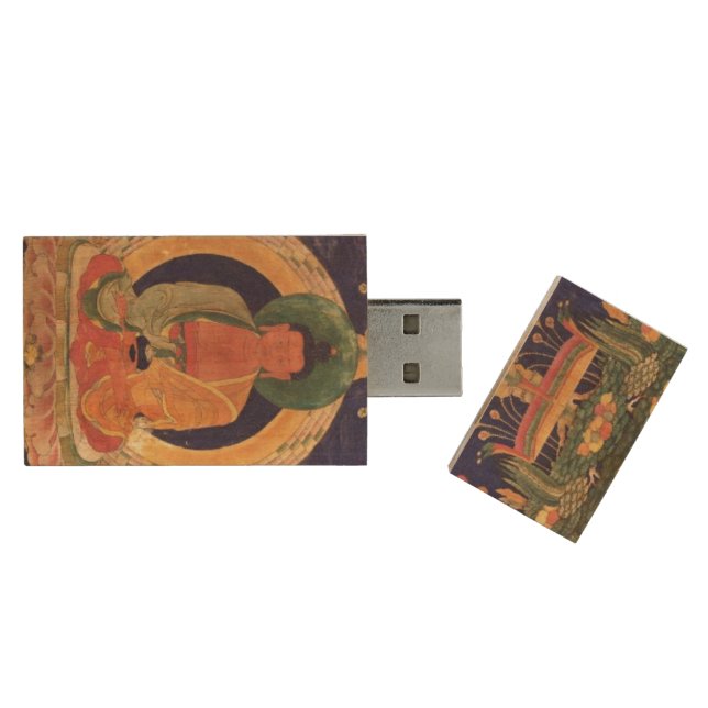 Amitabha: Buddha of Boundless Light: Wood USB Flash Drive (Opened)
