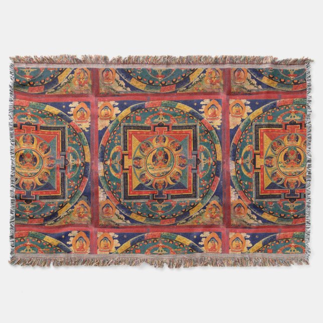 Amitayus Mandala Thangka Throw Blanket (Front)
