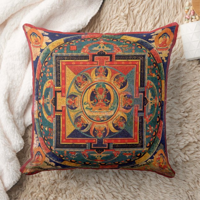Amitayus Mandala Throw Pillow (Blanket)