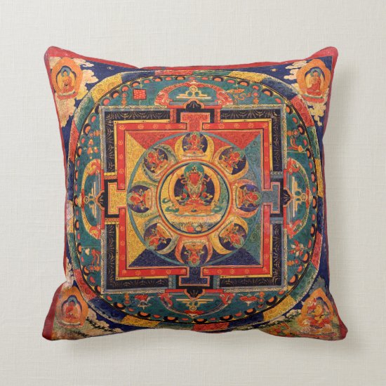 Amitayus Mandala Throw Pillow