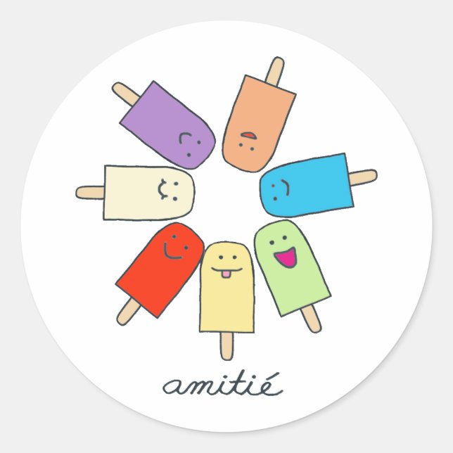 Amitié Classic Round Sticker (Front)