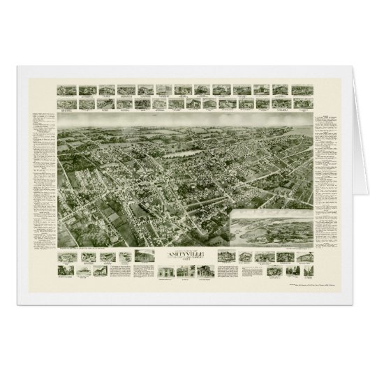 Amityville, NY Panoramic Map - 1925 Cards (Front Horizontal)
