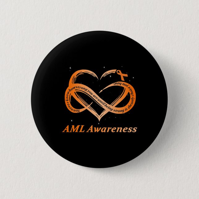AML Warrior I'm Fine Acute Myeloid Leukemia Awaren Button (Front)