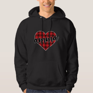 Amma Buffalo Plaid Heart Cozy Christmas Winter Pat Hoodie