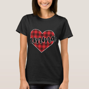 Amma Buffalo Plaid Heart Cozy Christmas Winter Pat T-Shirt
