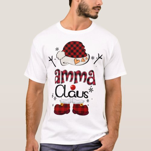Amma Claus Red Plaid _ Grandma Gift T_Shirt