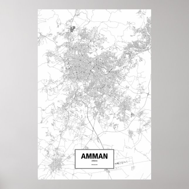 Amman, Jordan (black on white) Poster (Front)