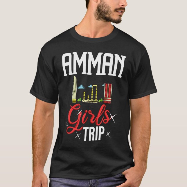 Amman Jordan City Trip Skyline Map Travel 1 T-Shirt (Front)