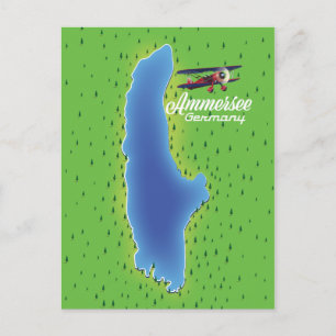 Ammersee Germany lake map Postcard