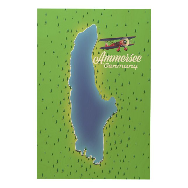 Ammersee Germany lake map Wood Wall Art (Front)