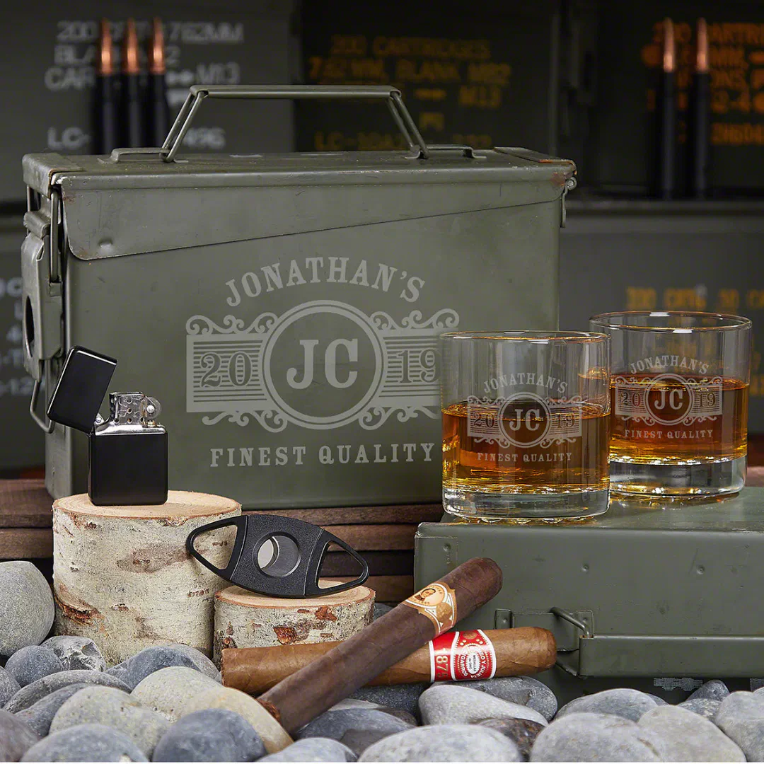 Ammo Can Gift Set with Marquee Whiskey Glasses (Front)