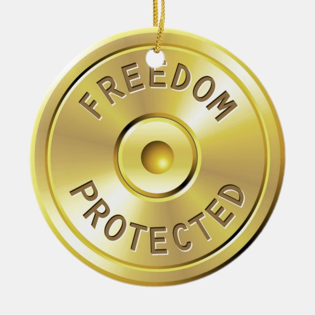 Ammo cartridge from a fired bullet, freedom ceramic ornament (Front)