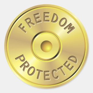 Ammo cartridge from a fired bullet, freedom classic round sticker