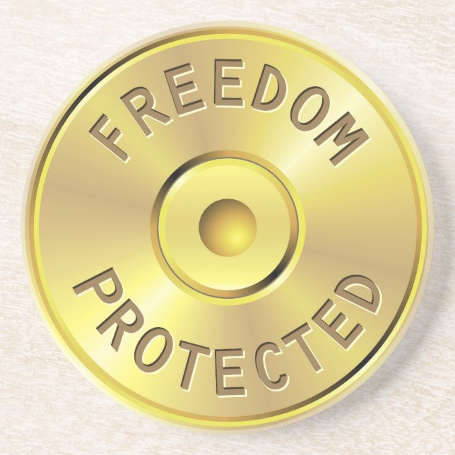 Ammo cartridge from a fired bullet, freedom sandstone coaster (Front)