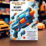 Ammo Team Army Cute Cool Neon Nerf 9th Birthday Invitation