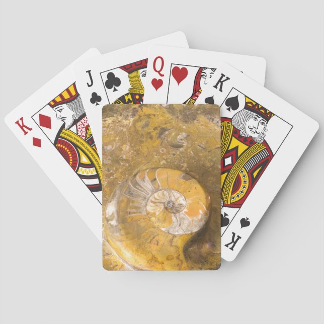Ammonite Fossil in Rock Nature Photography Poker Cards (Back)