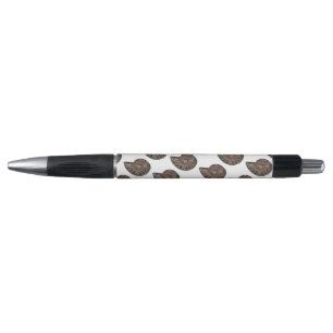 Ammonite Fossil Nature Photo Brown on White Pen