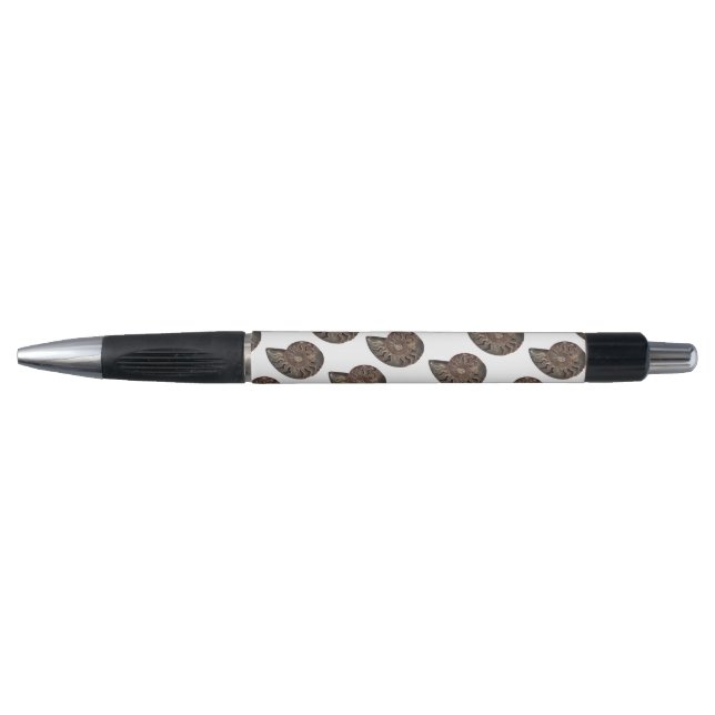 Ammonite Fossil Nature Photo Brown on White Pen (Front)