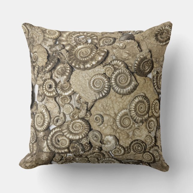 Ammonite fossil pillow, Jurassic coast, Dorset, UK Throw Pillow (Front)