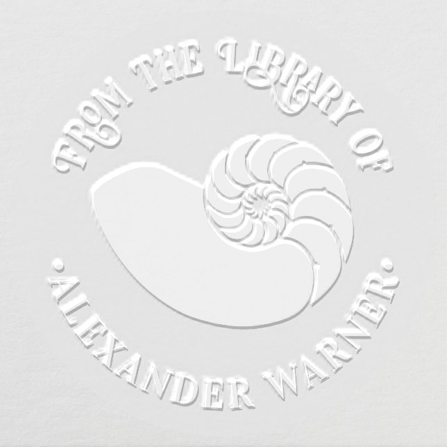 Ammonite Fossil Shell #2 Beach Library Book Embosser (Design)