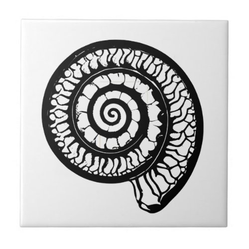 Ammonite Fossil _ Spiral Seashell Ceramic Tile