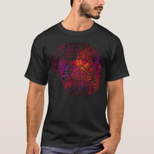 Ammonite Fossil Vector Firey Electric Pattern T_Shirt
