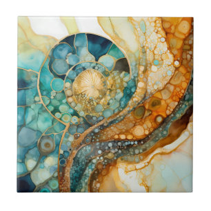 Ammonite Gem Fossil Tile